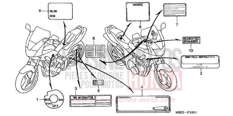 CAUTION LABEL (CB600F22) for Hornet S FORCE SILVER METALLIC (NH411) from 2002